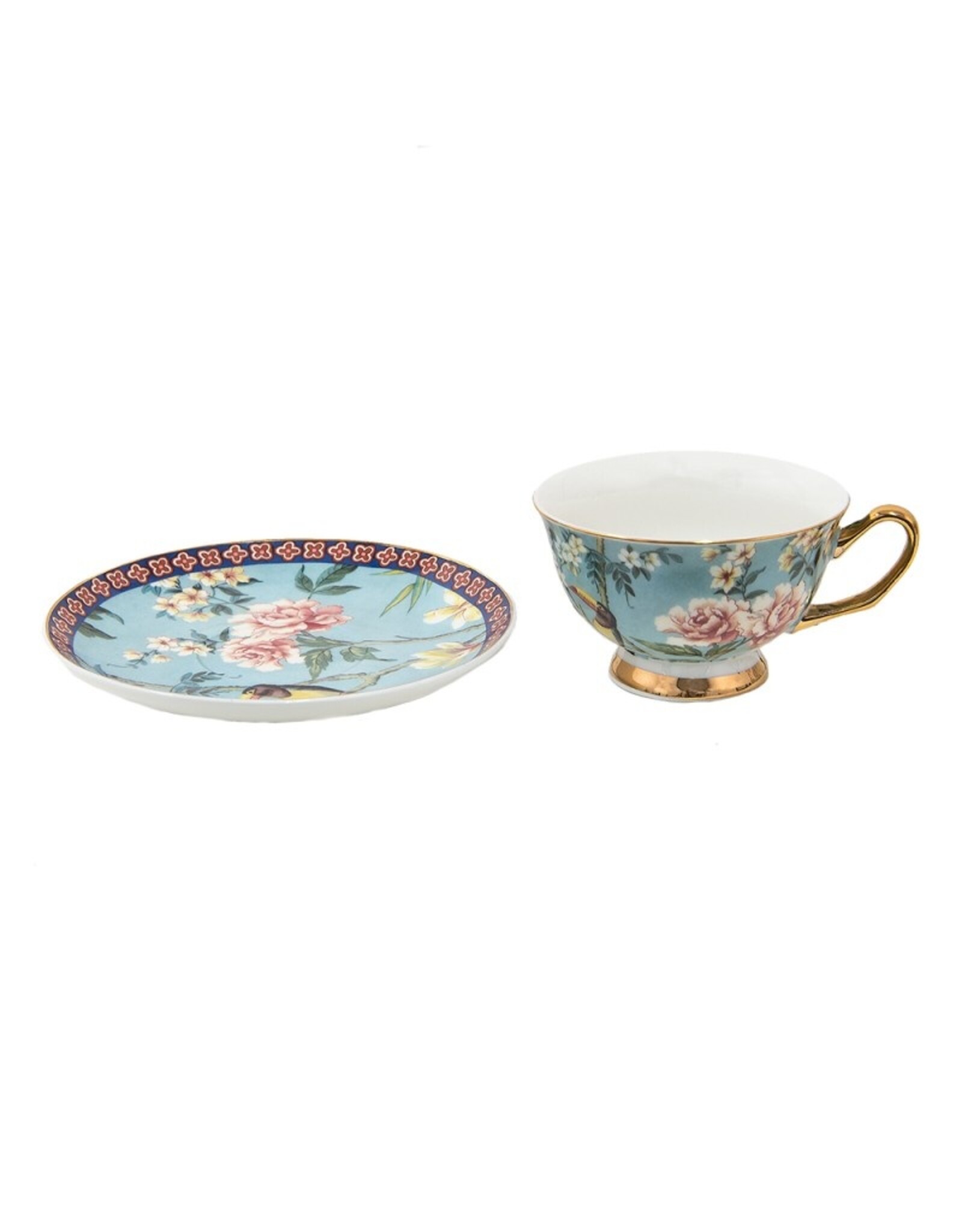 C&E Giftware & Lifestyle - Cup & Saucer with Toucan and Flowers - porcelain
