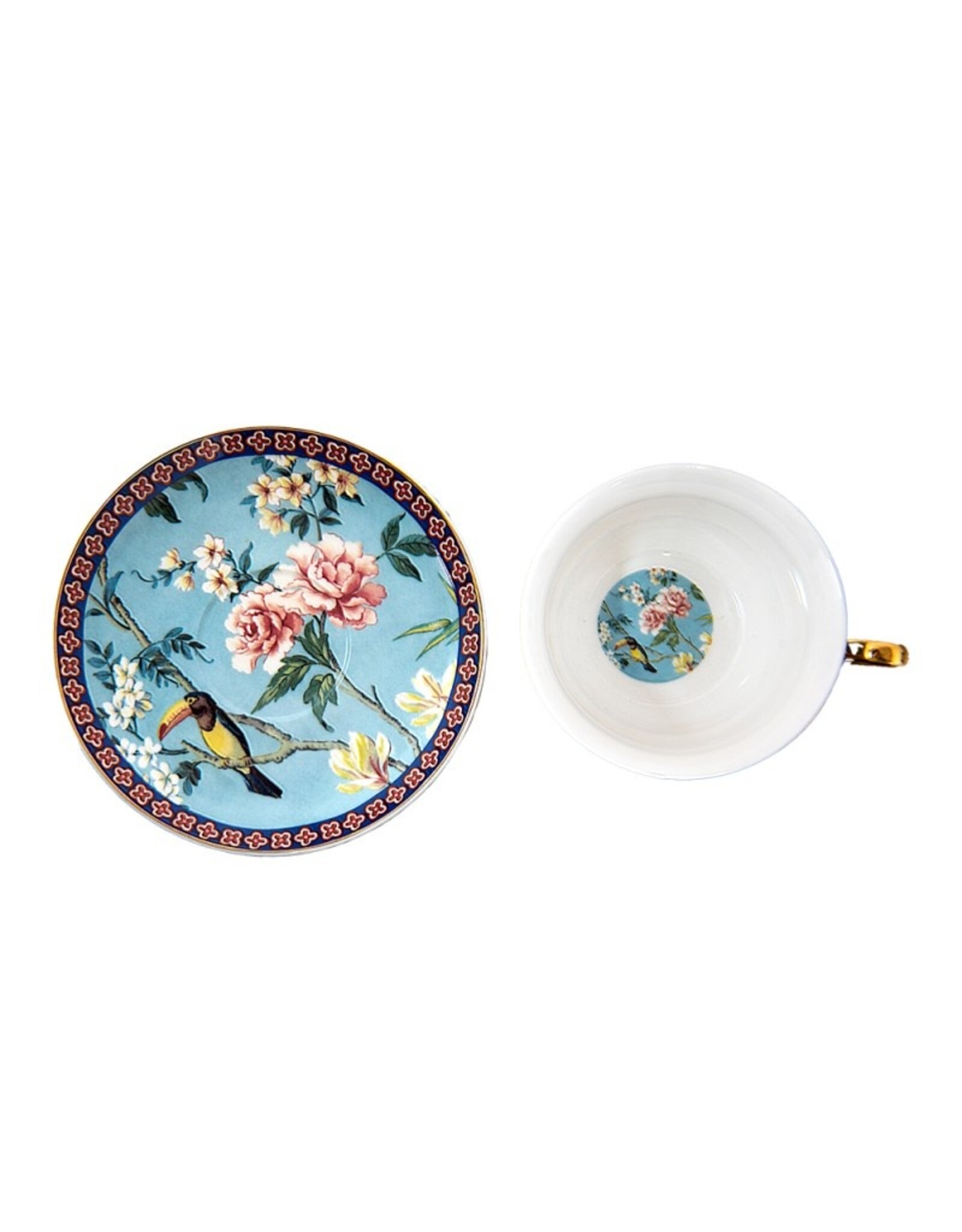 C&E Giftware & Lifestyle - Cup & Saucer with Toucan and Flowers - porcelain