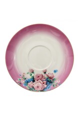C&E Giftware & Lifestyle - Kop & Schotel met Romantische Bloemen - paarswit porselein