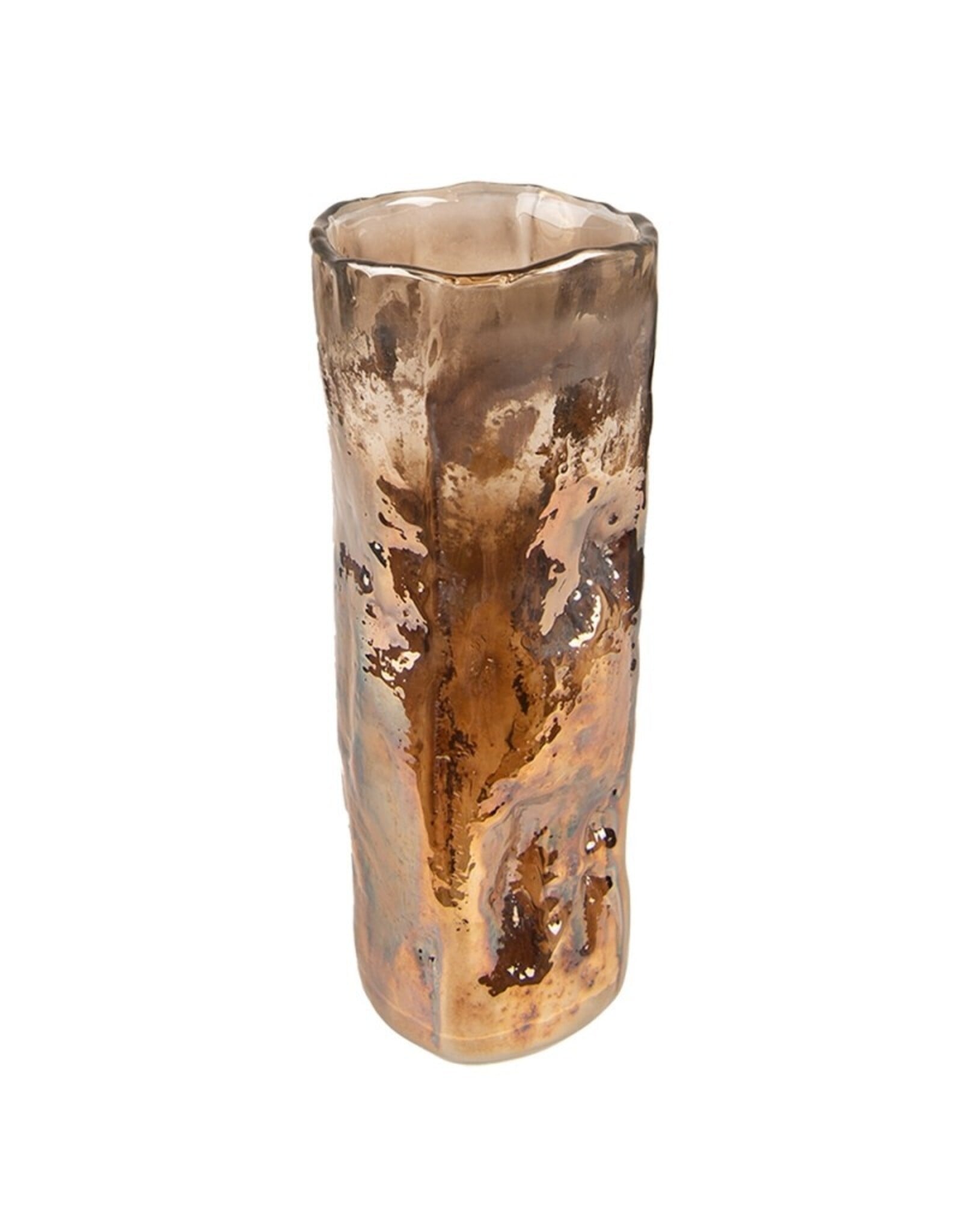Clayre & Eef Giftware & Lifestyle -  Glazen Vaas Organische Vorm  Rookglas Bruinbrons