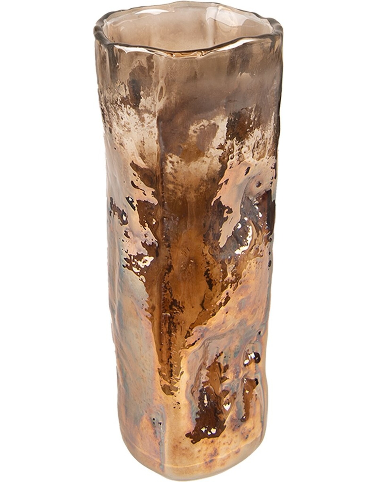 Clayre & Eef Giftware & Lifestyle -  Organic-Shaped Glass Vase  Smoked Glass, Brown Bronze