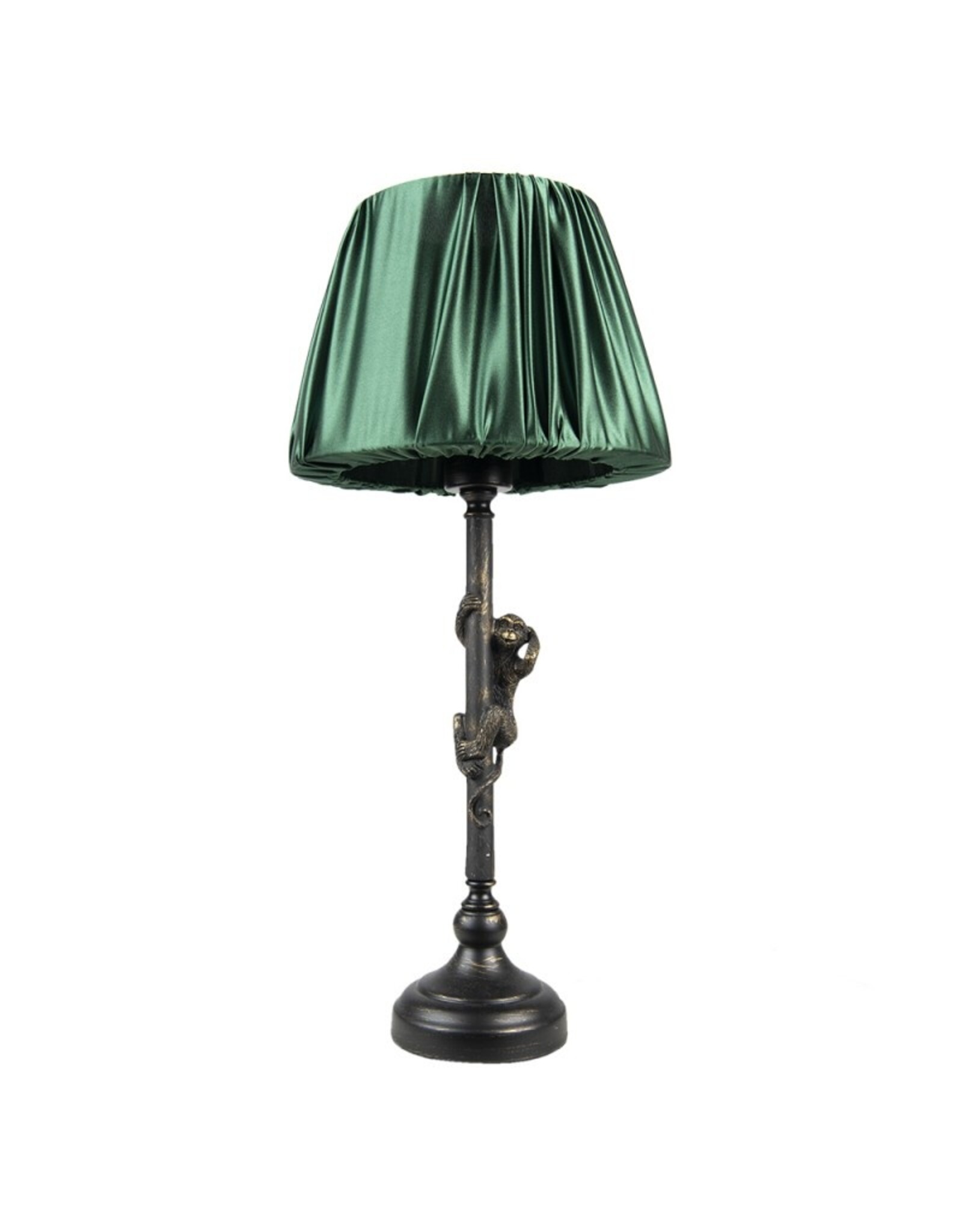 Clayre & Eef Miscellaneous - Tafellamp / Bureaulamp Aap met Groene Kap 55cm
