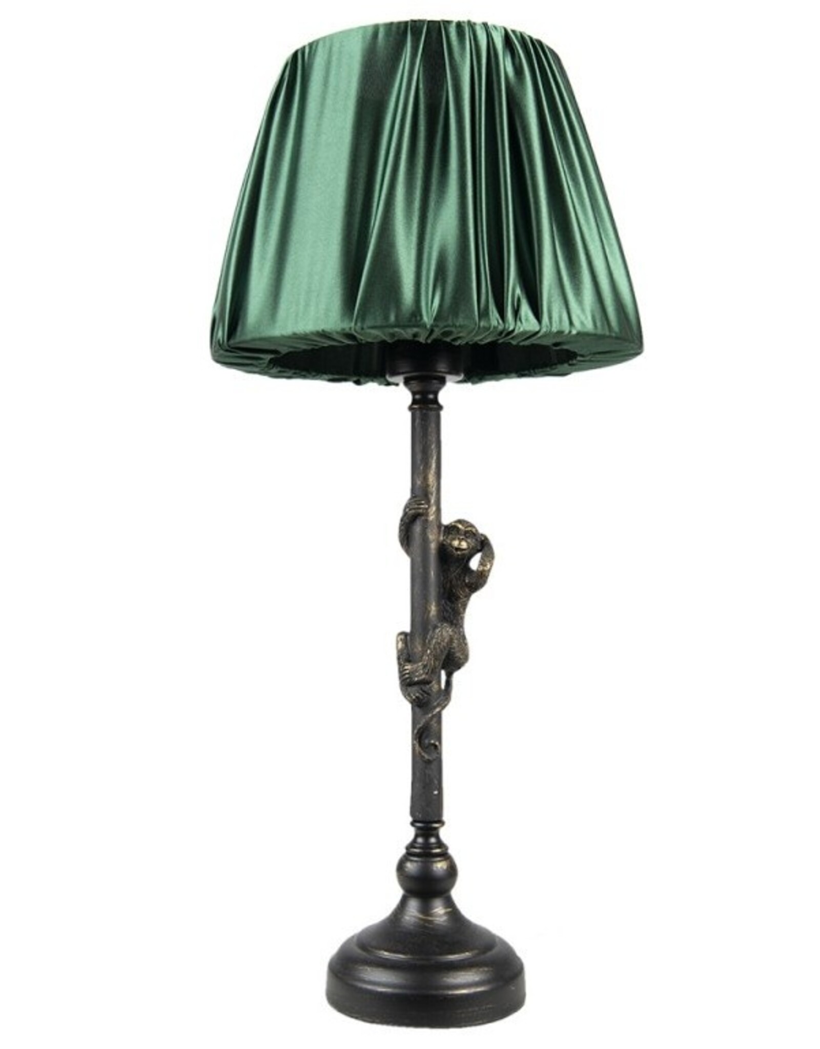 Clayre & Eef Miscellaneous - Table Lamp / Desk Lamp Monkey with Green Shade 55cm