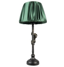 Clayre & Eef Table Lamp / Desk Lamp Monkey with Green Shade 55cm