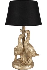 Clayre & Eef Miscellaneous - Table Lamp / Desk Lamp: Golden Geese with Black Shade, 37cm