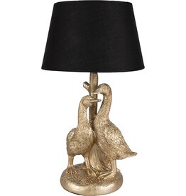 Clayre & Eef Table Lamp / Desk Lamp Golden Geese with Black Shade 37cm