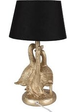 Clayre & Eef Miscellaneous - Table Lamp / Desk Lamp: Golden Geese with Black Shade, 37cm