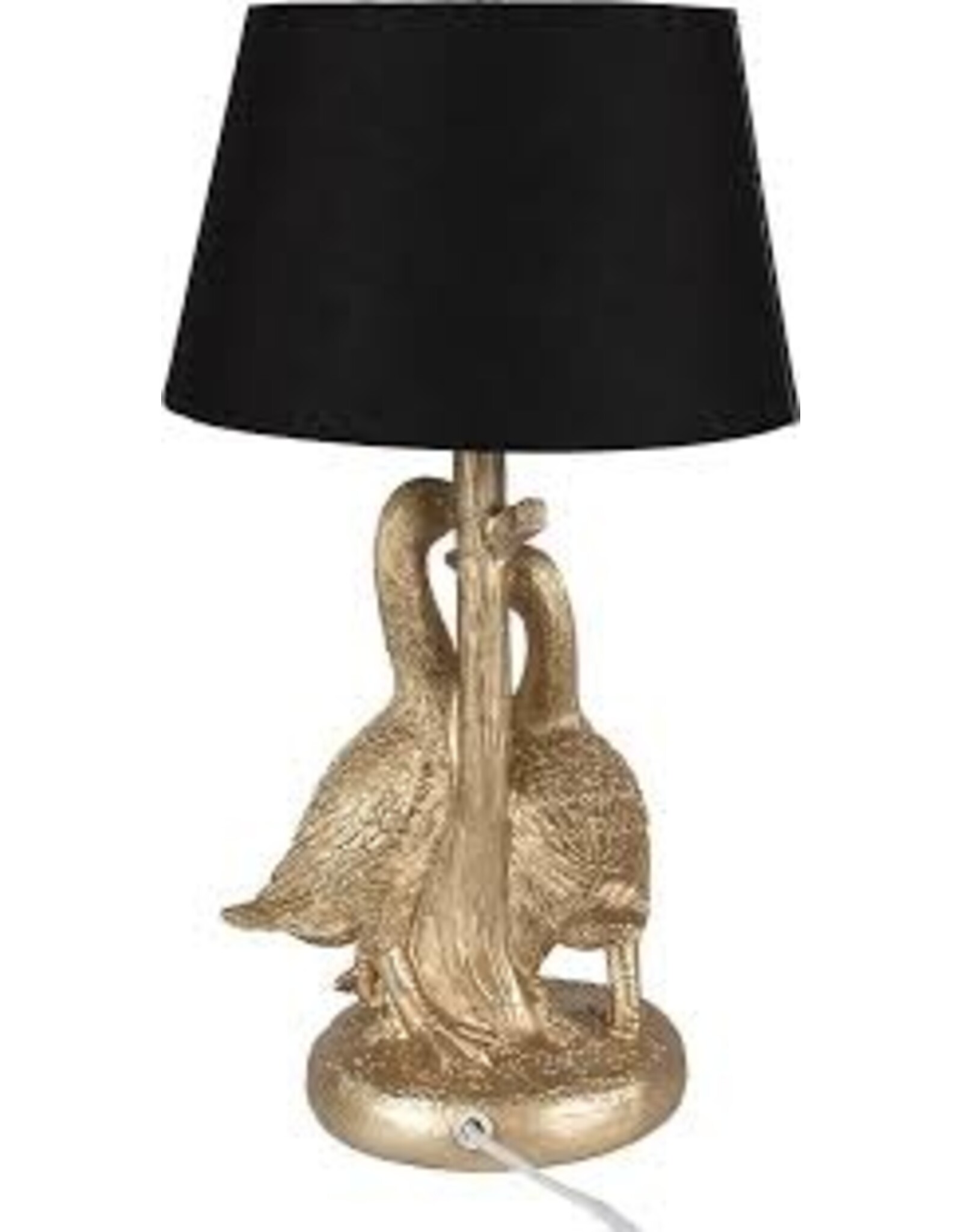 Clayre & Eef Miscellaneous - Table Lamp / Desk Lamp: Golden Geese with Black Shade, 37cm