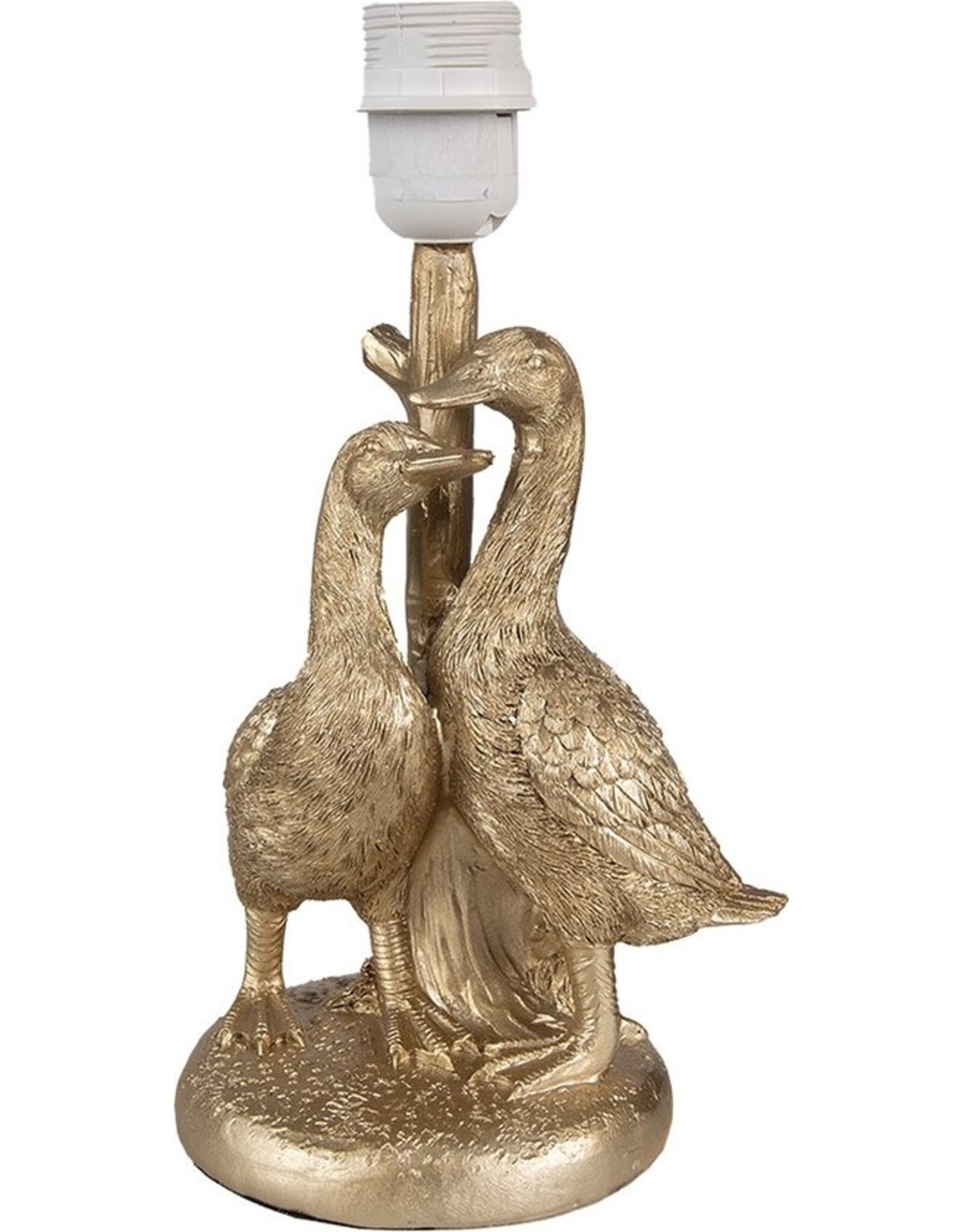 Clayre & Eef Miscellaneous - Table Lamp / Desk Lamp: Golden Geese with Black Shade, 37cm
