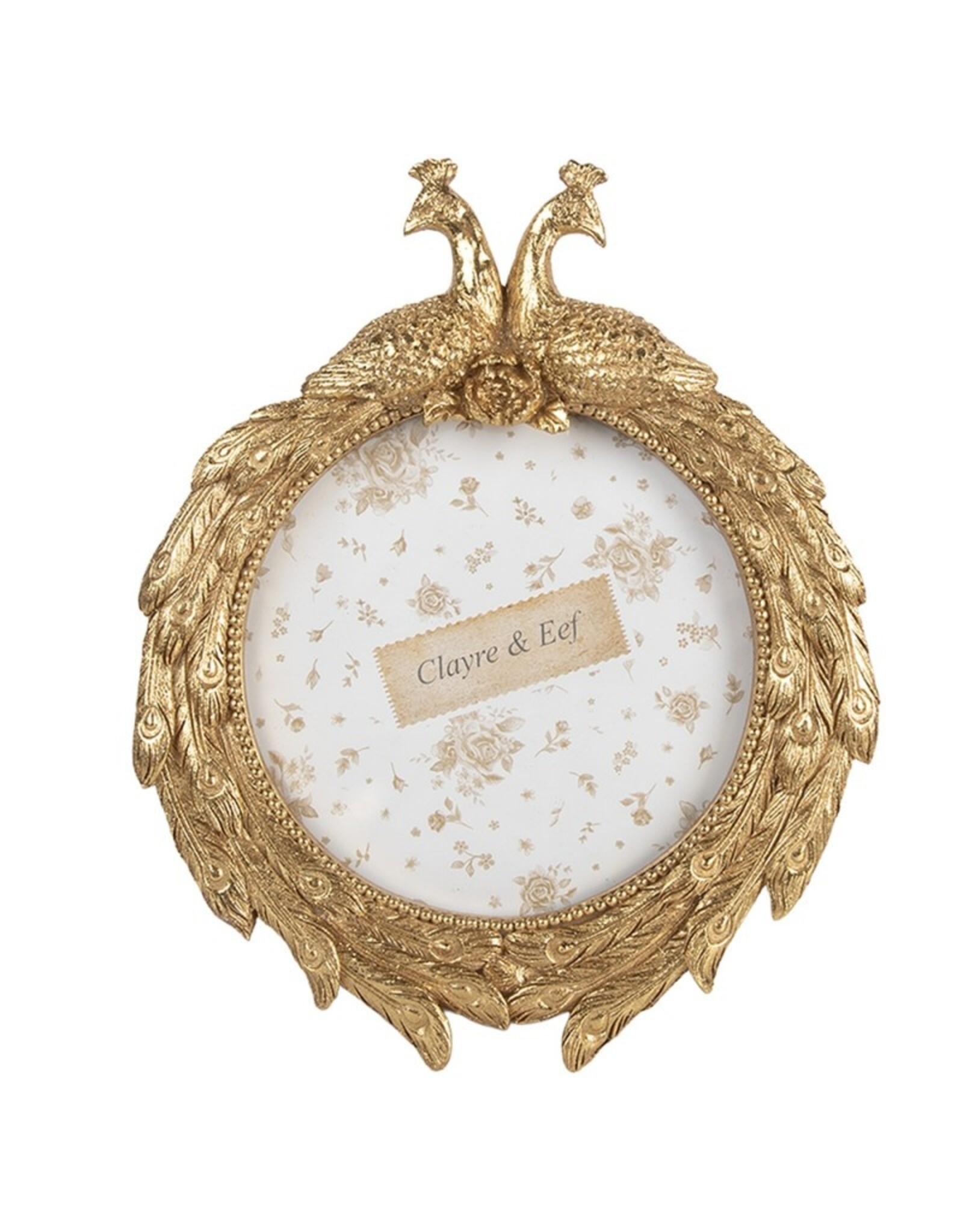 C&E Miscellaneous - Fotolijst Gouden Pauwen Rond 17 x 21cm