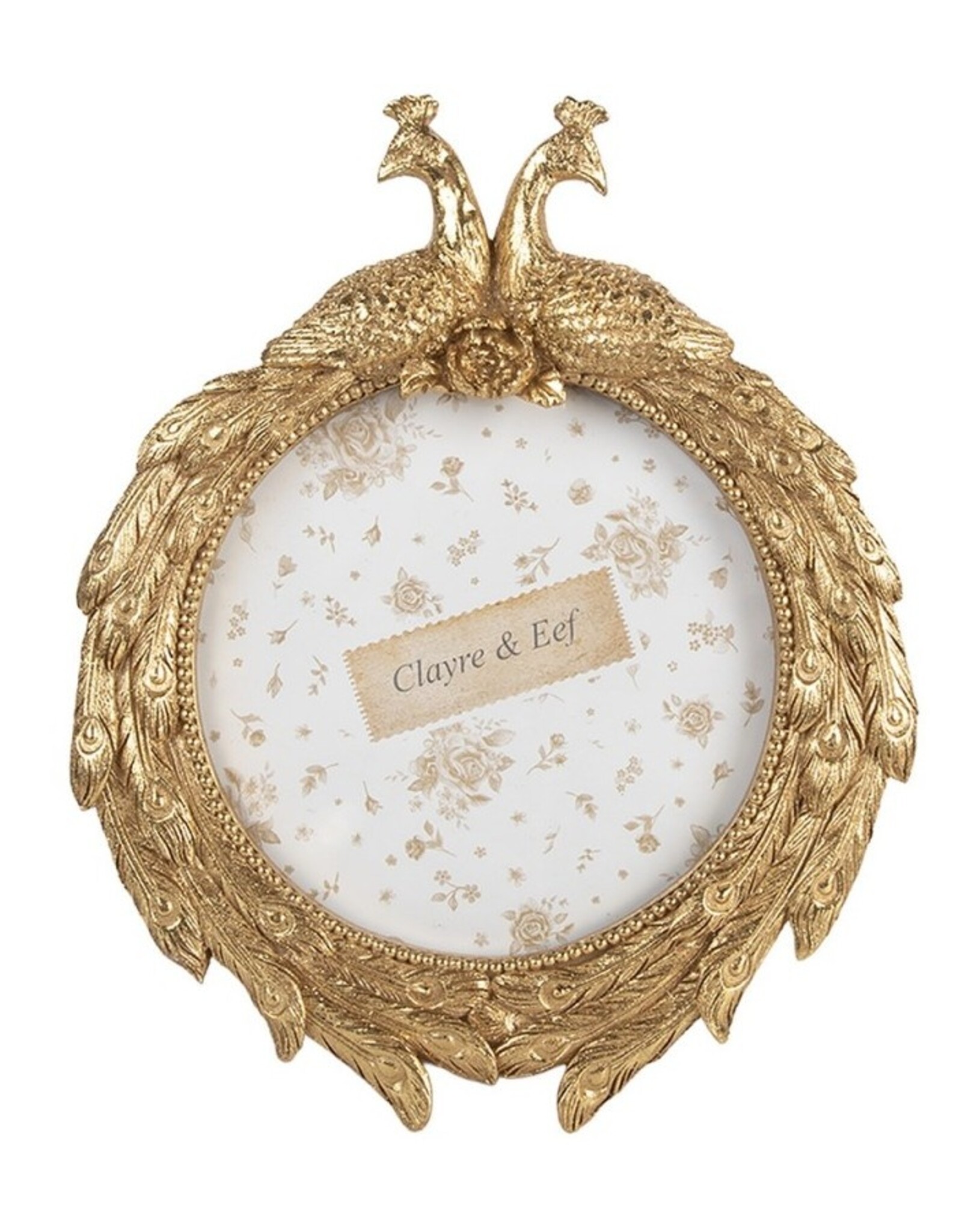 C&E Miscellaneous - Golden Peacocks Round Photo Frame 17 x 21 cm