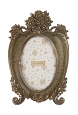 Clayre & Eef Miscellaneous - Barok Fotolijst Ovaal Bronsgroen 16 x 24cm