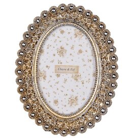 Trukado Oval Photo Frame with Pearls and Roses