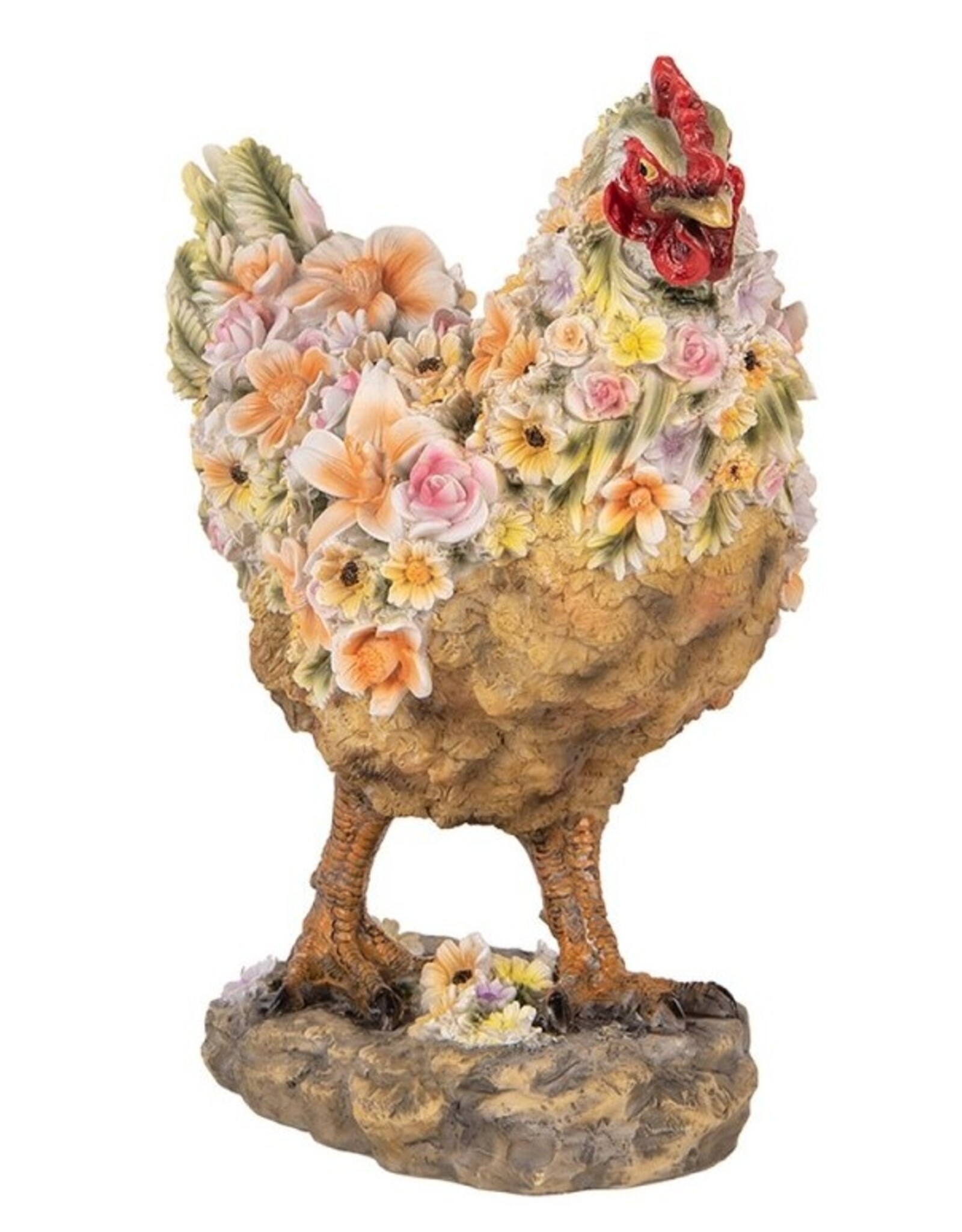 Clayre & Eef Giftware & Lifestyle - Chicken with Flower Pattern Statue