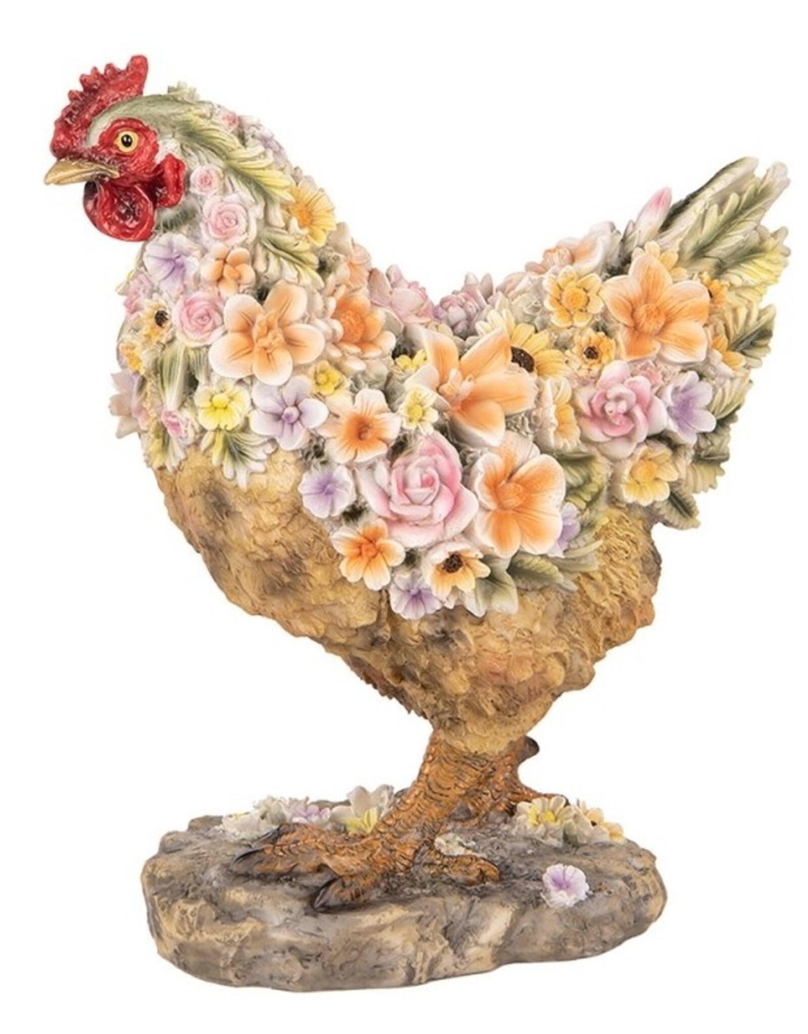 Clayre & Eef Giftware & Lifestyle - Chicken with Flower Pattern Statue