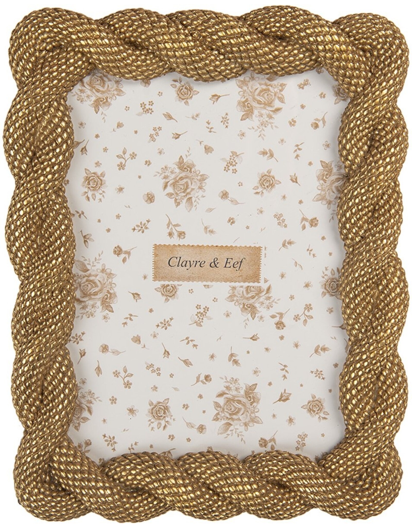 Clayre & Eef Miscellaneous - Fotolijst met Touwmotief goudkleurig