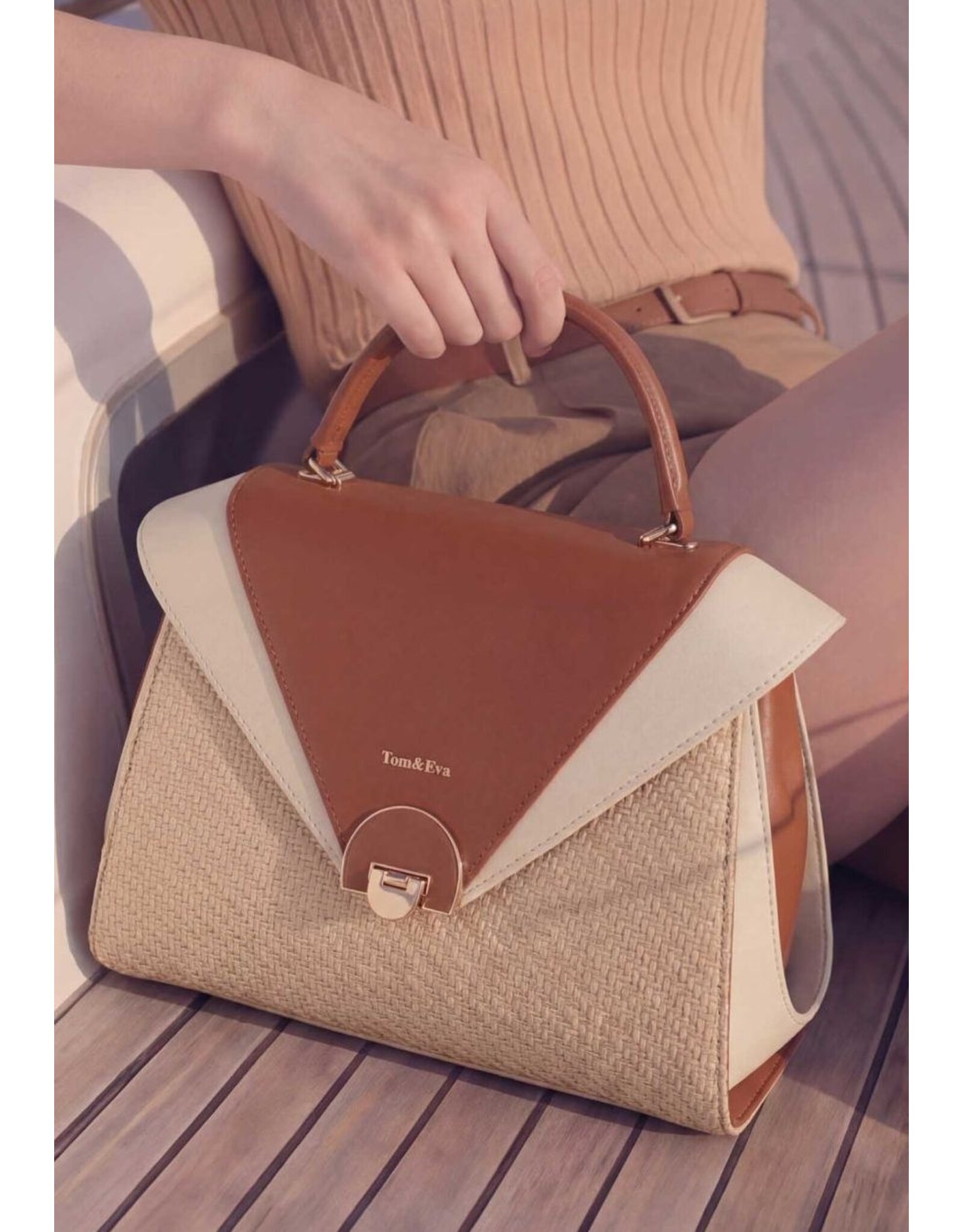 Tom & Eva Modieus - Tom & Eva Vintage Handtas Apricot/Brown