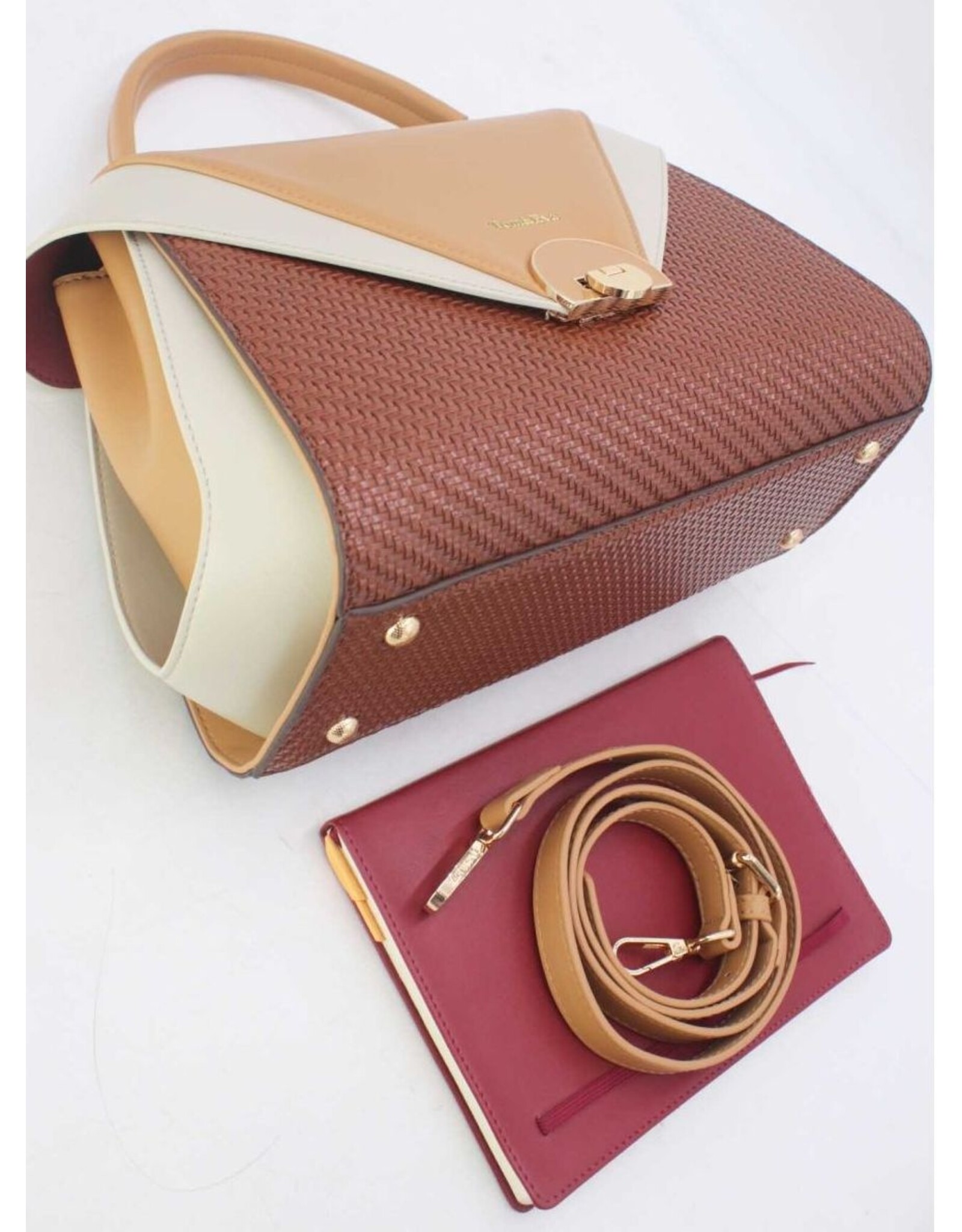 Tom & Eva Modieus - Tom & Eva Vintage Handtas Coffee/Apricot