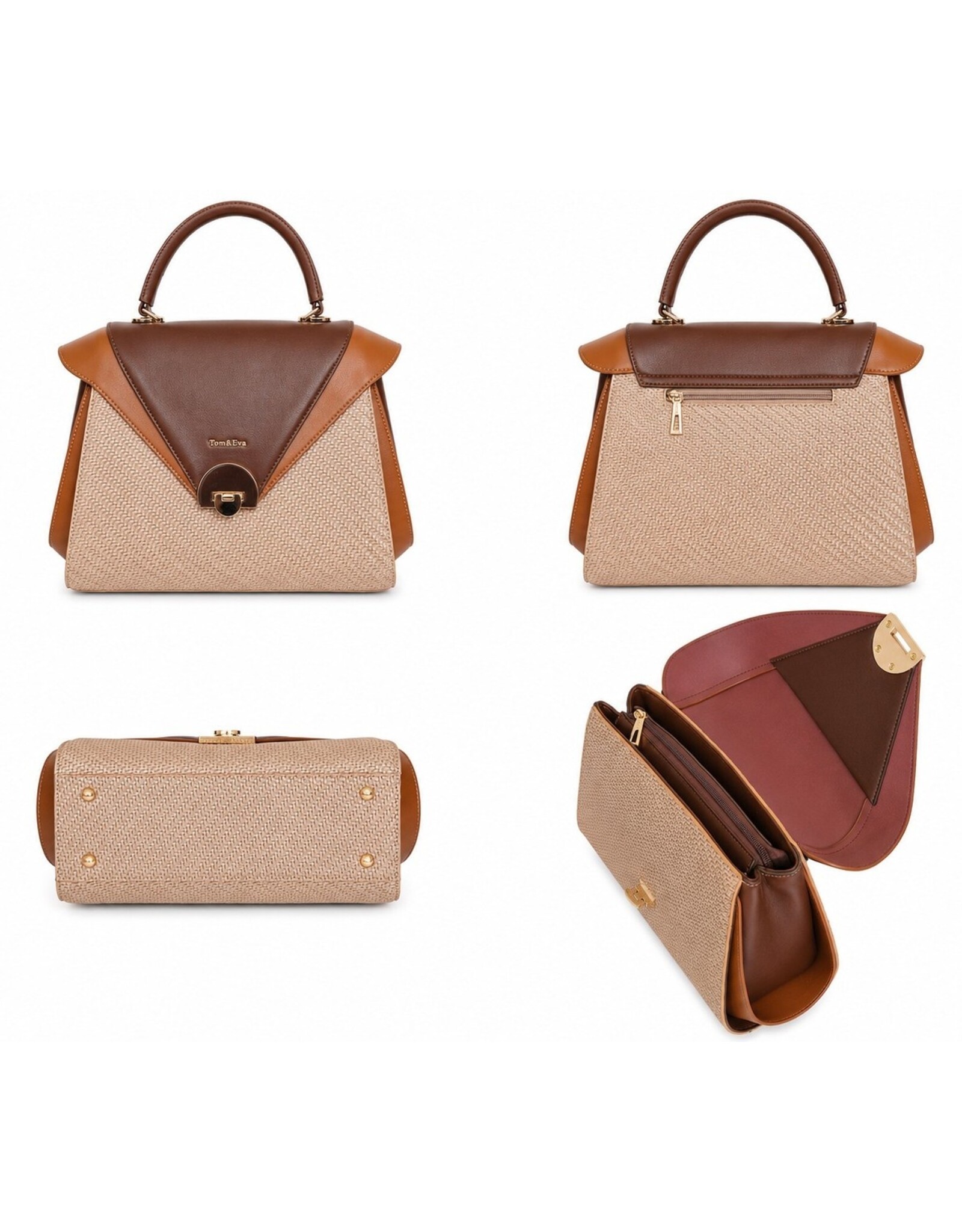 Tom & Eva Modieus - Tom & Eva Vintage Handtas Khaki/Coffee