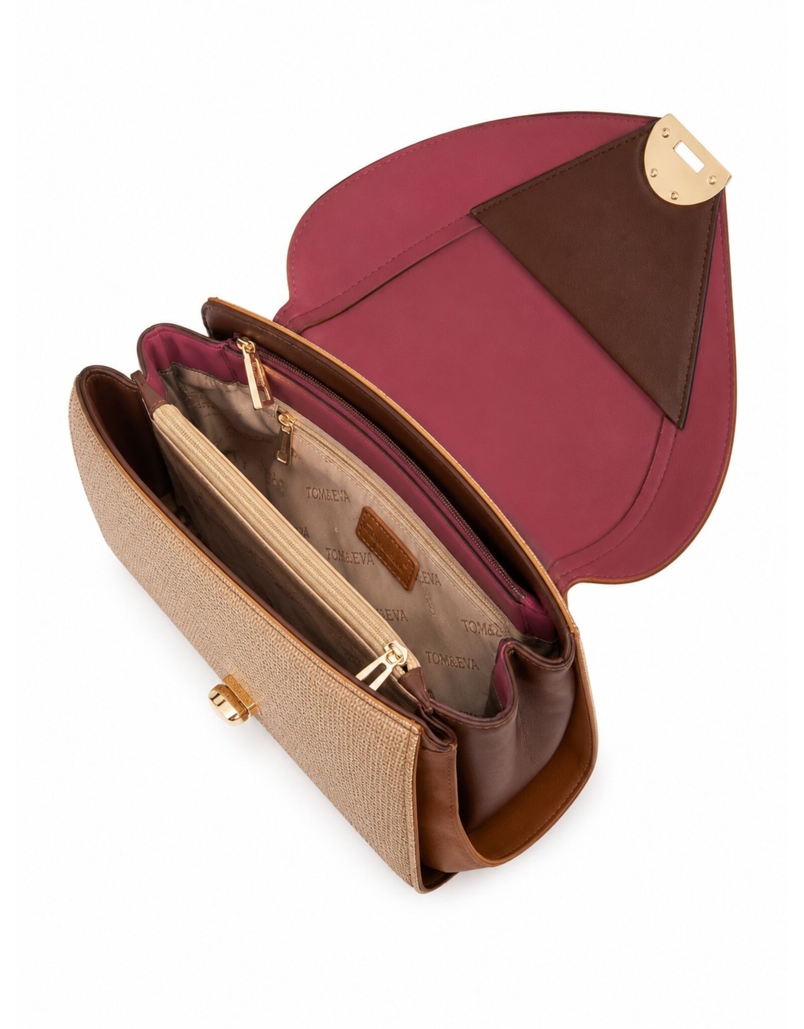 Tom & Eva Modieus - Tom & Eva Vintage Handtas Khaki/Coffee