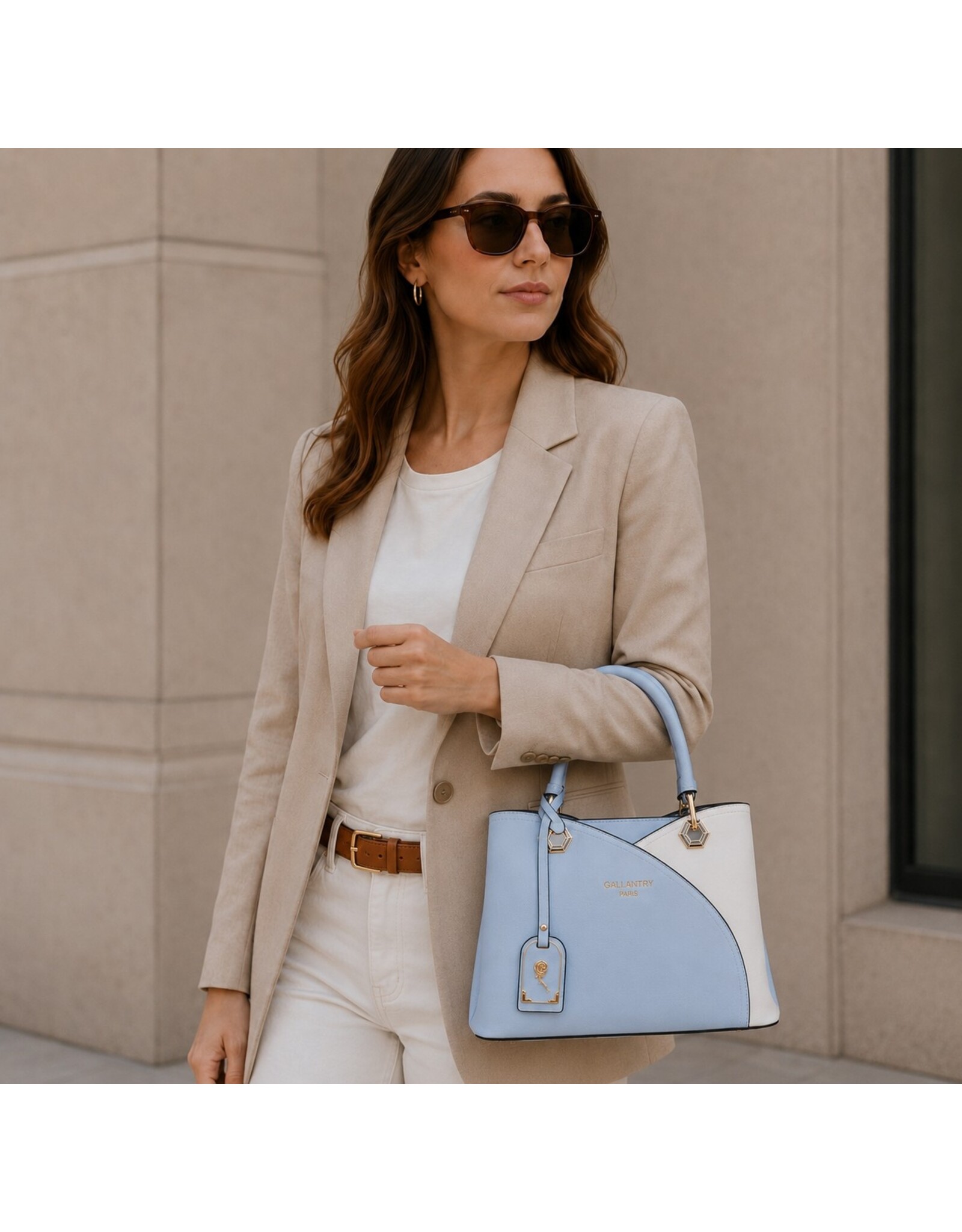 Galantry Retro bags Vintage bags - Practical and Stylish Handbag L.Blue/White Gallantry