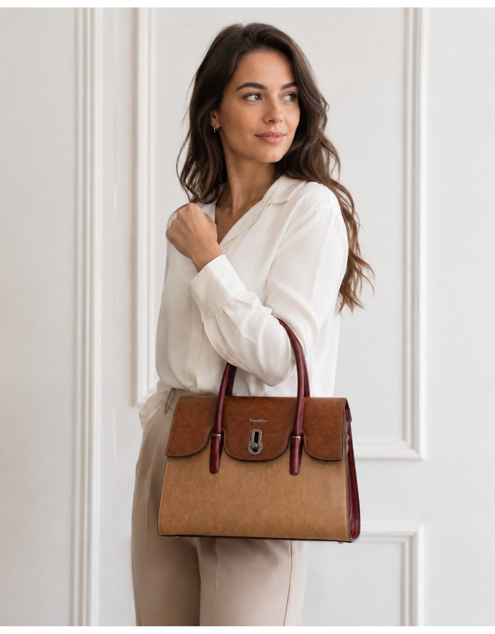 Tom & Eva Modieus - Tom & Eva Handtas Vintage Design met leerlook