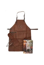Hide & Stitches Leren riemen en buckles - Leren Barbecue/Grill Schort, Leren Want en Tang Set  (bruin)