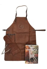 Hide & Stitches Leather belts and buckles - Leather Barbecue/Grill Apron, Leather Mitt and Tongs Set (brown)