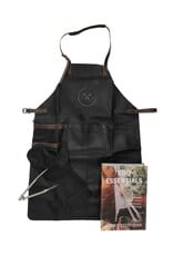 Hide & Stitches Leather belts and buckles - Leather Barbecue/Grill Apron, Leather Mitt and Tongs Set (black)
