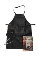 Hide & Stitches Leren riemen en buckles - Leren Barbecue/Grill Schort, Leren Want en Tang Set  (zwart)