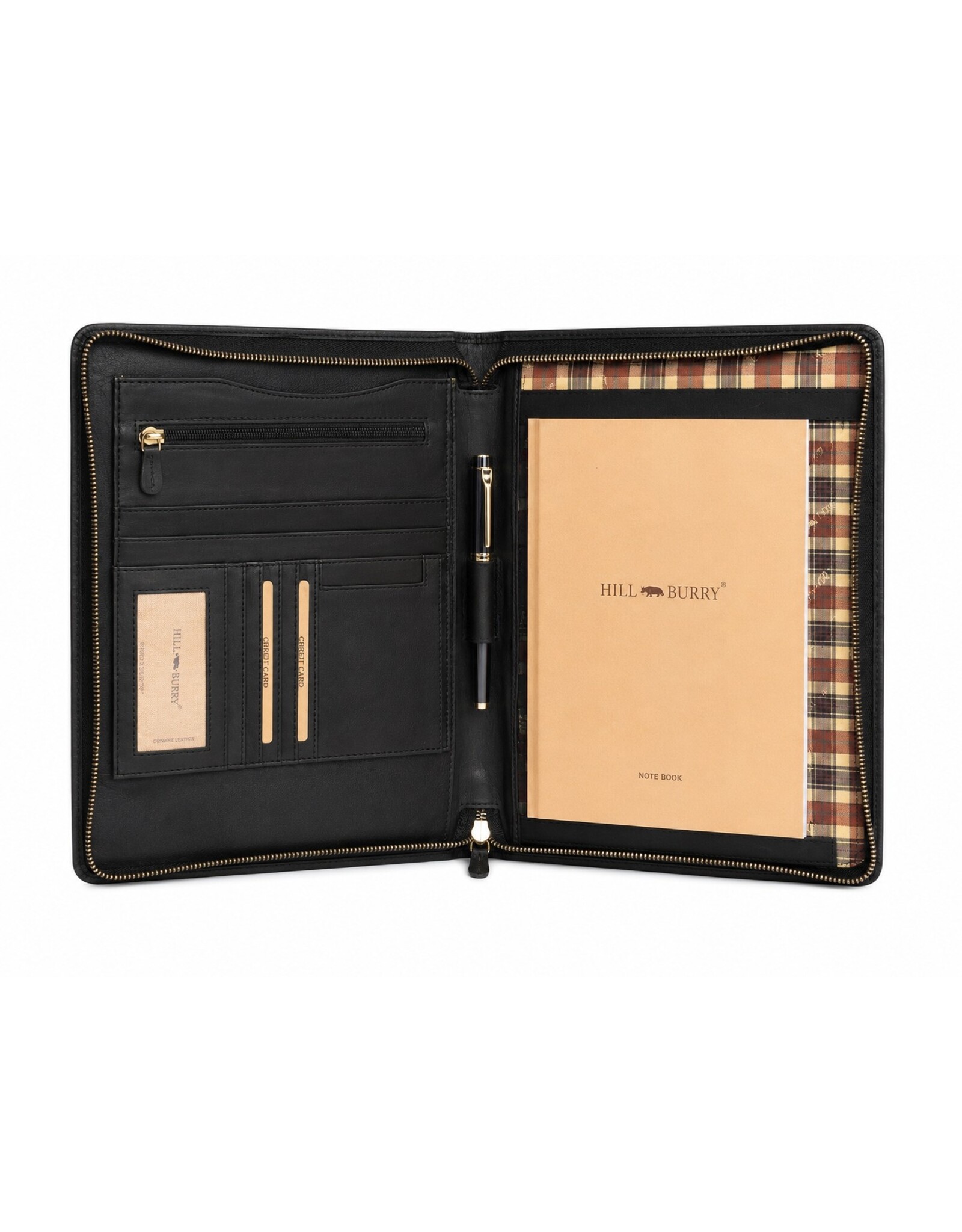 HillBurry Miscellaneous - Hillburry Writing case A4 file folder leather document organizer Black