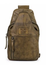 Hunters Leren tassen - Hunters leren Crossbody tas Sling bag khaki