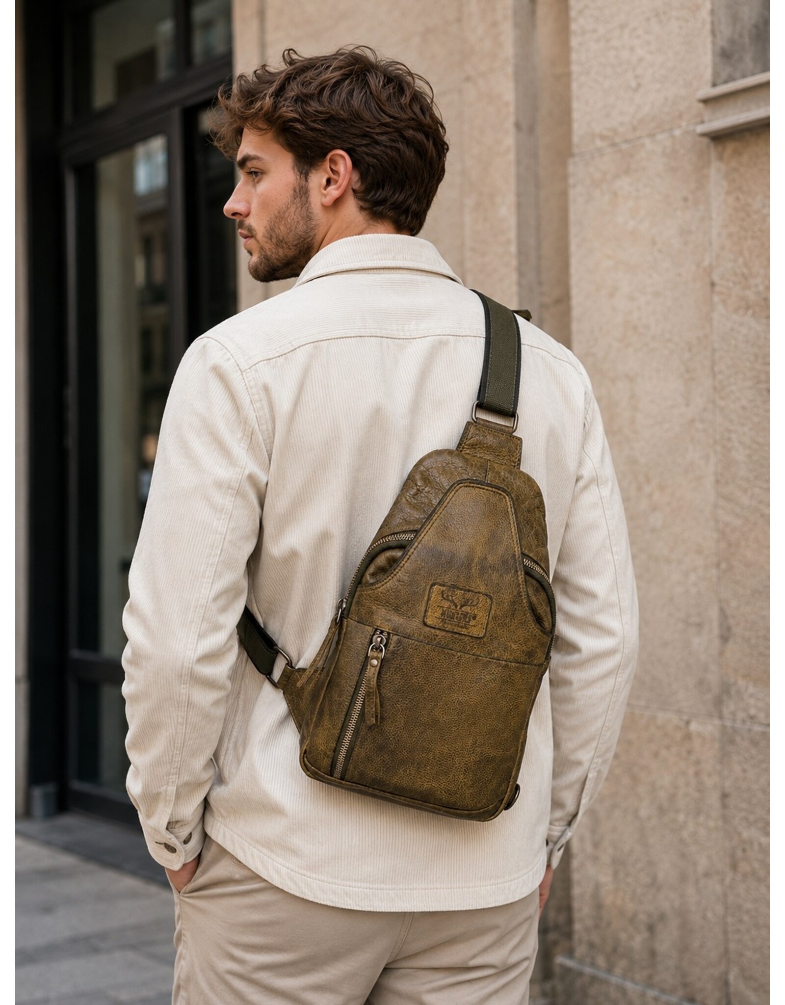Hunters Leather bags - Hunters leather crossbody bag Sling bag khaki
