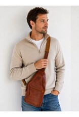 Hunters Leren tassen - Hunters leren Crossbody tas Sling bag cognac