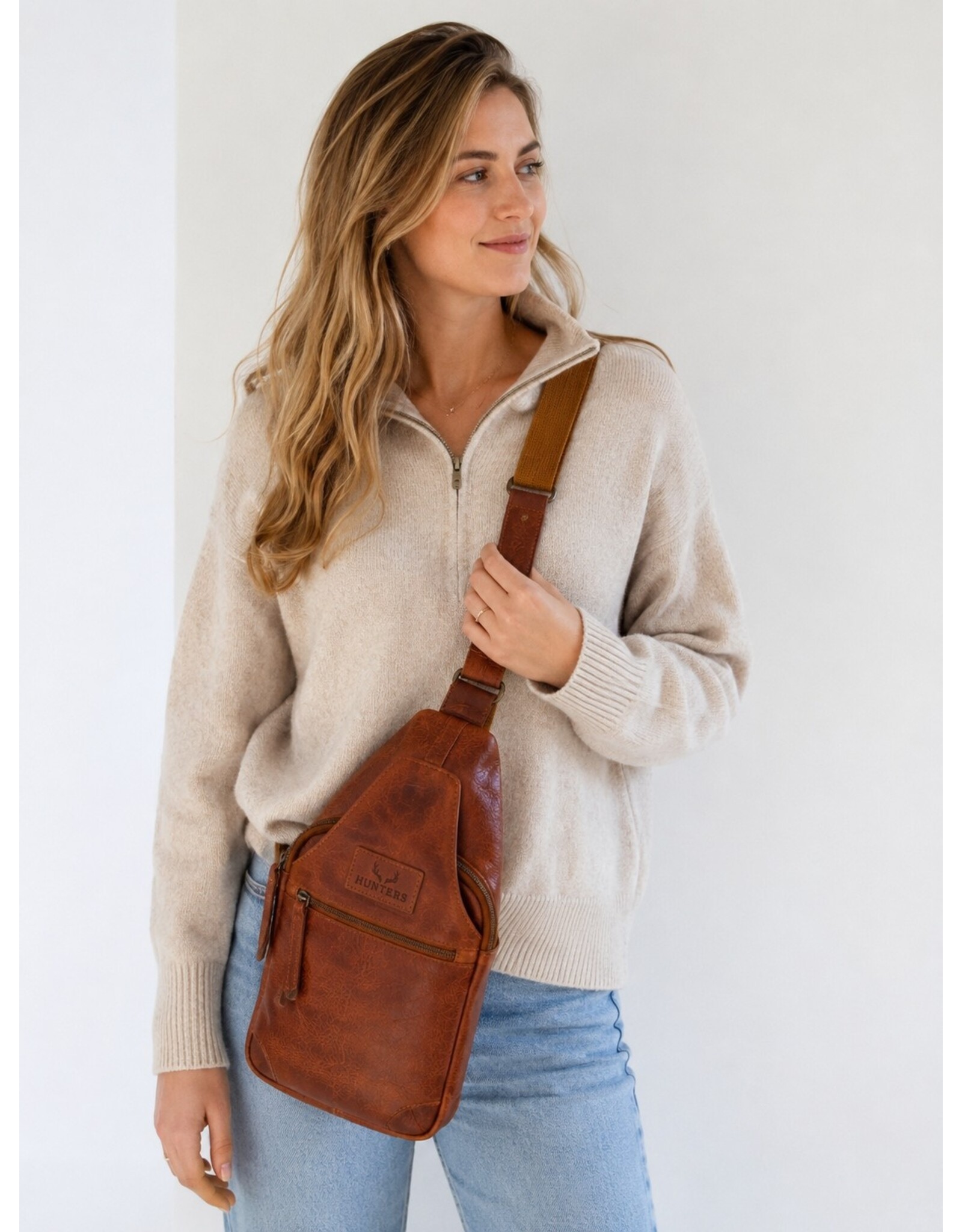 Hunters Leather bags - Hunters leather crossbody bag Sling bag cognac