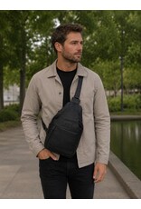 Hunters Leren tassen - Hunters leren Crossbody tas Sling bag zwart