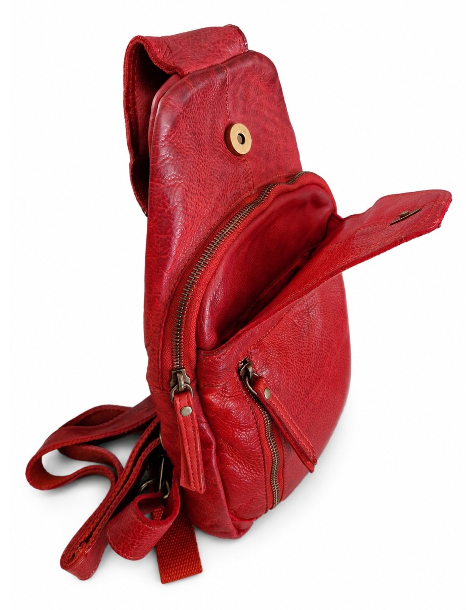 Hunters Leren tassen - Hunters leren Crossbody tas Sling bag rood