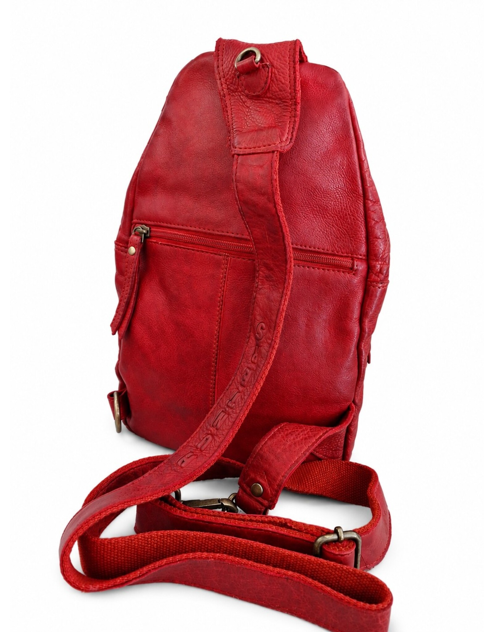Hunters Leren tassen - Hunters leren Crossbody tas Sling bag rood