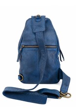 Hunters Leren tassen - Hunters leren Crossbody tas Sling bag blauw