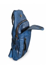 Hunters Leren tassen - Hunters leren Crossbody tas Sling bag blauw