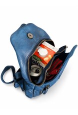 Hunters Leren tassen - Hunters leren Crossbody tas Sling bag blauw