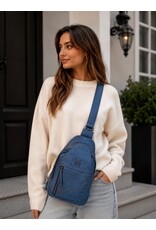 Hunters Leren tassen - Hunters leren Crossbody tas Sling bag blauw