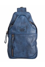 Hunters Leren tassen - Hunters leren Crossbody tas Sling bag blauw
