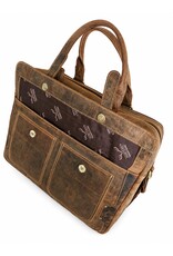 Hunters Leren werktassen en Leren laptoptassen - Hunters werktas / Laptoptas 17 inch - Buffelleer