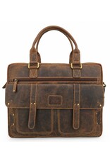 Hunters Leren werktassen en Leren laptoptassen - Hunters werktas / Laptoptas 17 inch - Buffelleer