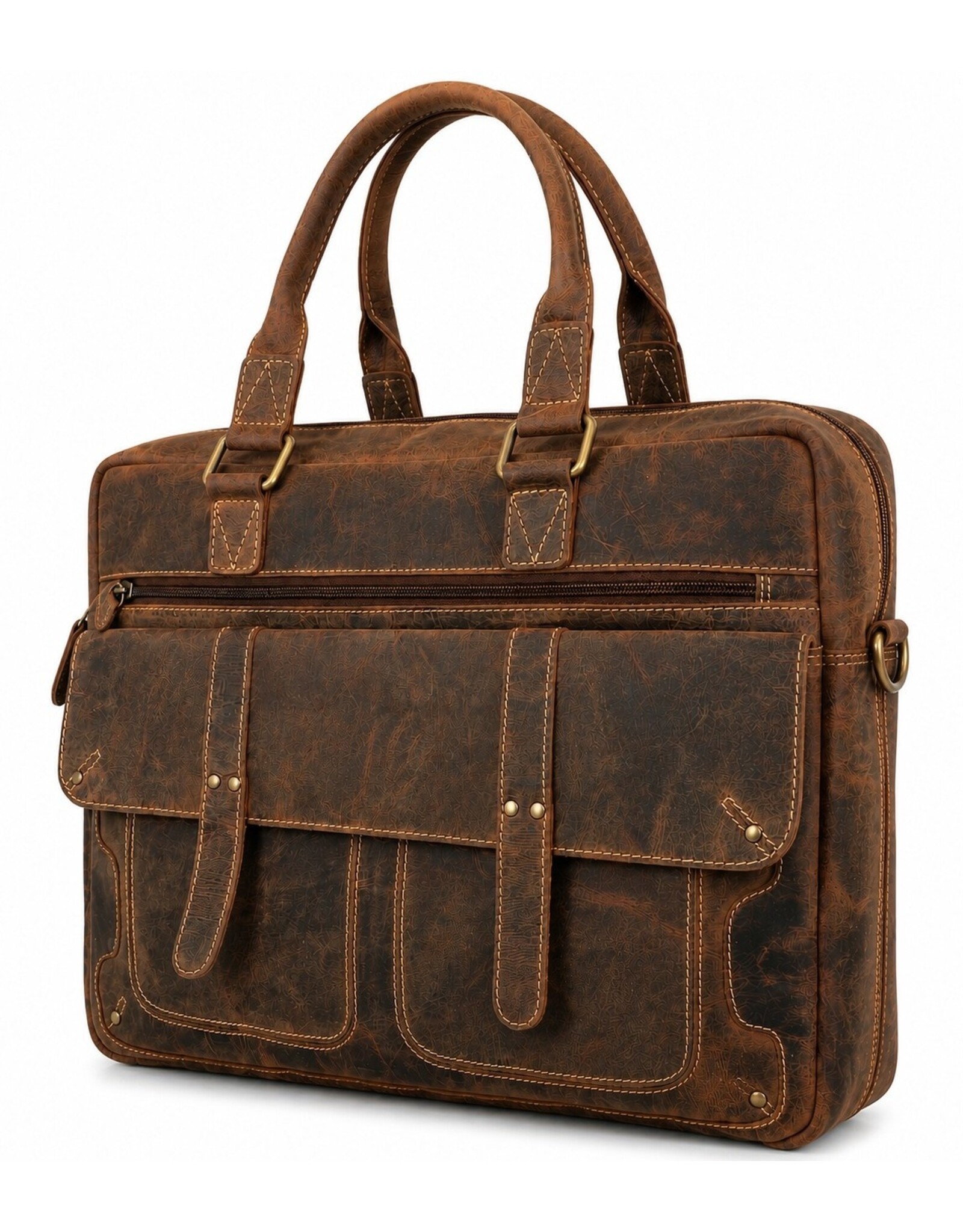 Hunters Leren werktassen en Leren laptoptassen - Hunters werktas / Laptoptas 17 inch - Buffelleer