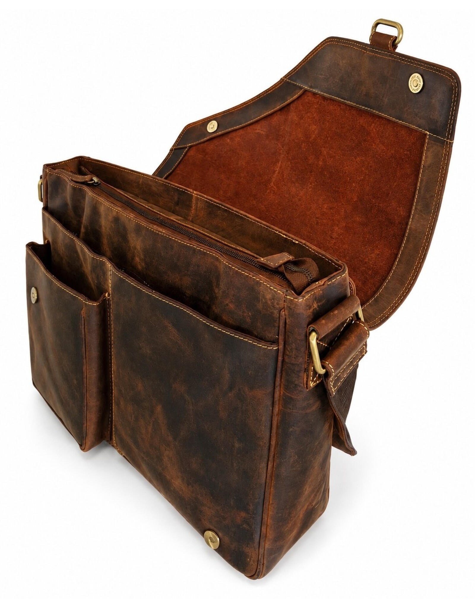 Hunters Leren werktassen en Leren laptoptassen - Hunters werktas / Laptoptas 18 inch - Buffelleer