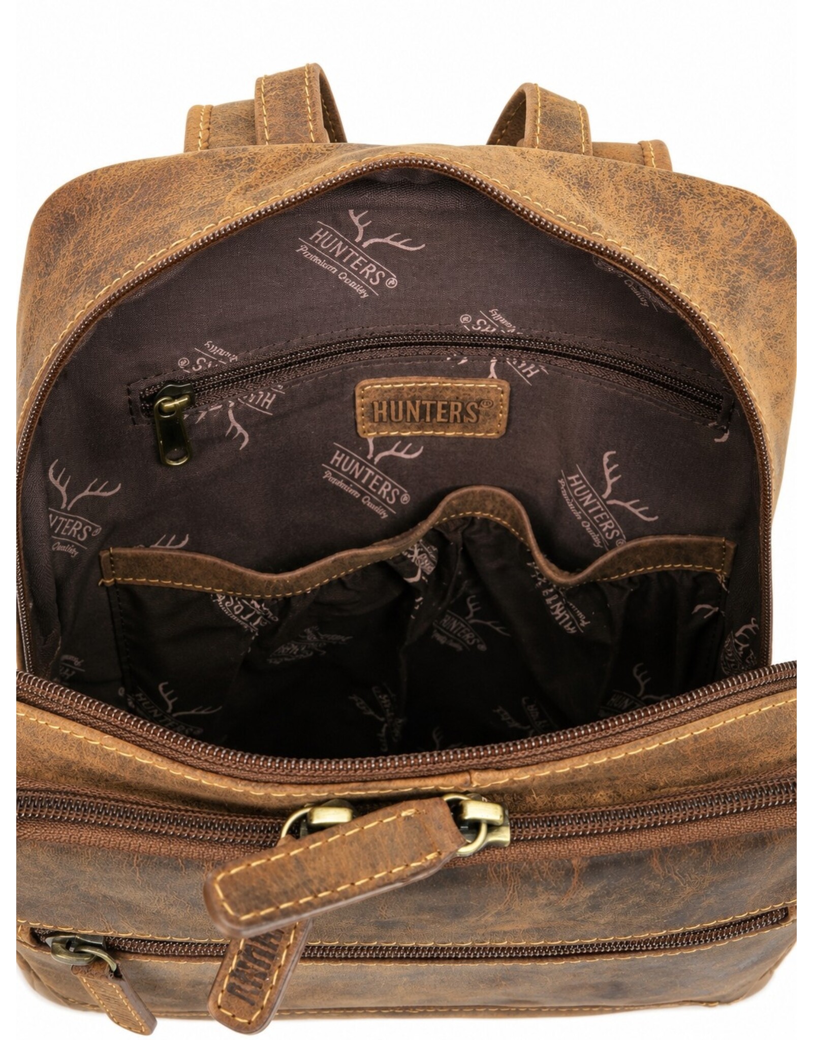 Hunters Leren rugzakken Leren shoppers - Hunters Rugzak Buffelleer bruin