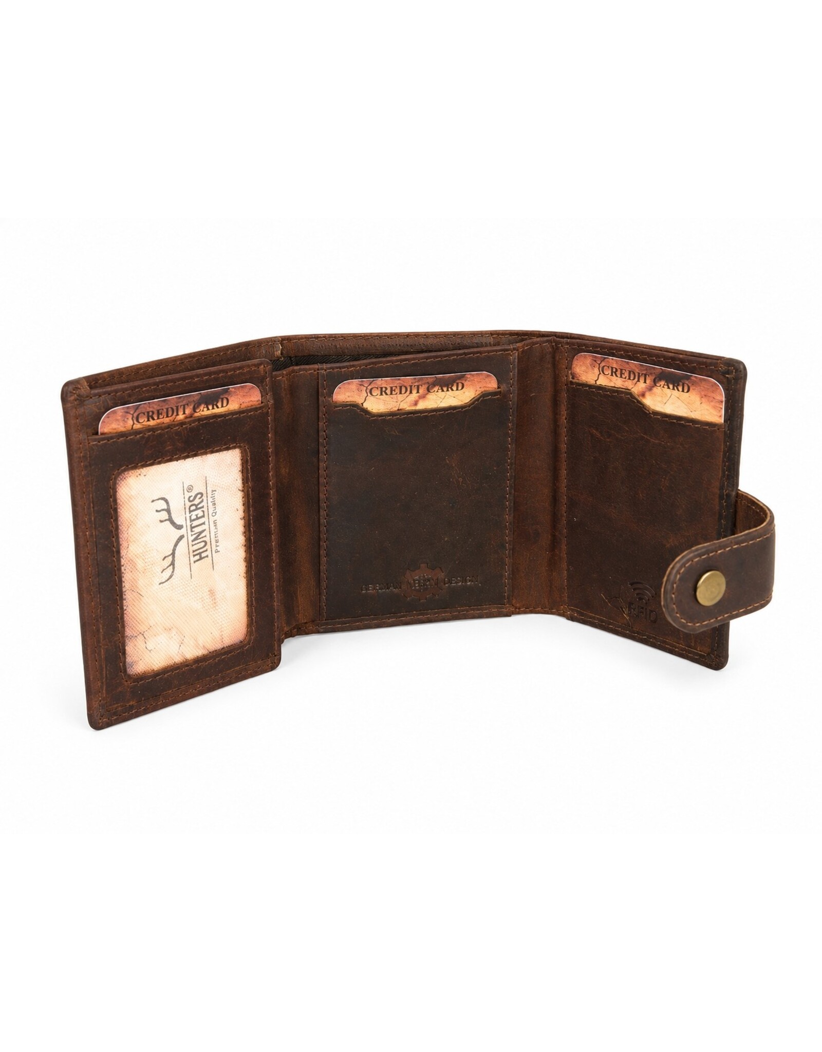 Hunters Leather Wallets - Hunters Safety Wallet for 8 cards in a gift box