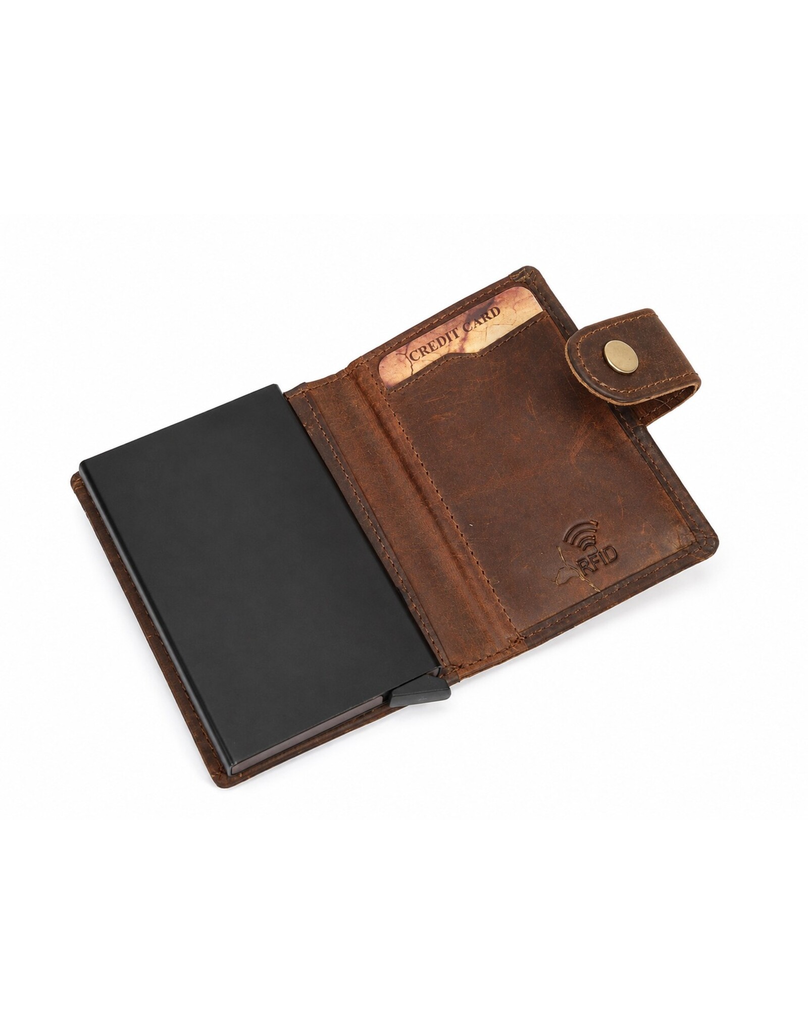 Hunters Leather Wallets - Hunters Safety Wallet for 8 cards in a gift box